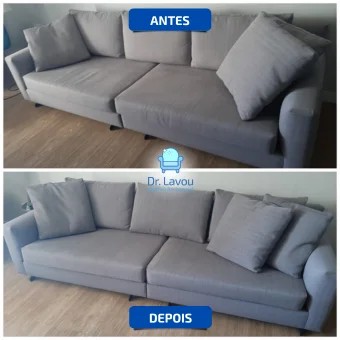 antes e depois de sofá cinza