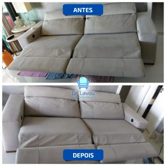 antes e depois de sofá creme